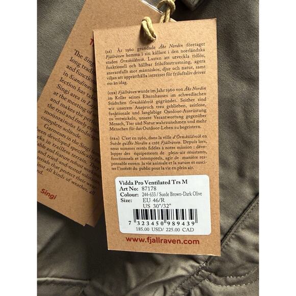 Fjall Raven Vidda Pro Ventilated TRS Men's Length: Regular 32 Waist: 30 NWT - Picture 6 of 8